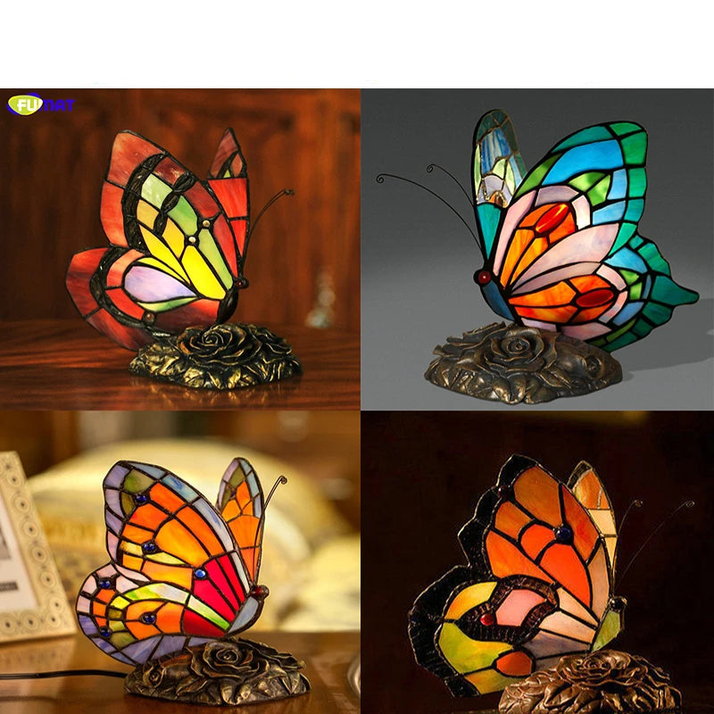 Tiffany Style Stained Glass Butterfly Table Lamp for Elegant Home Decor
