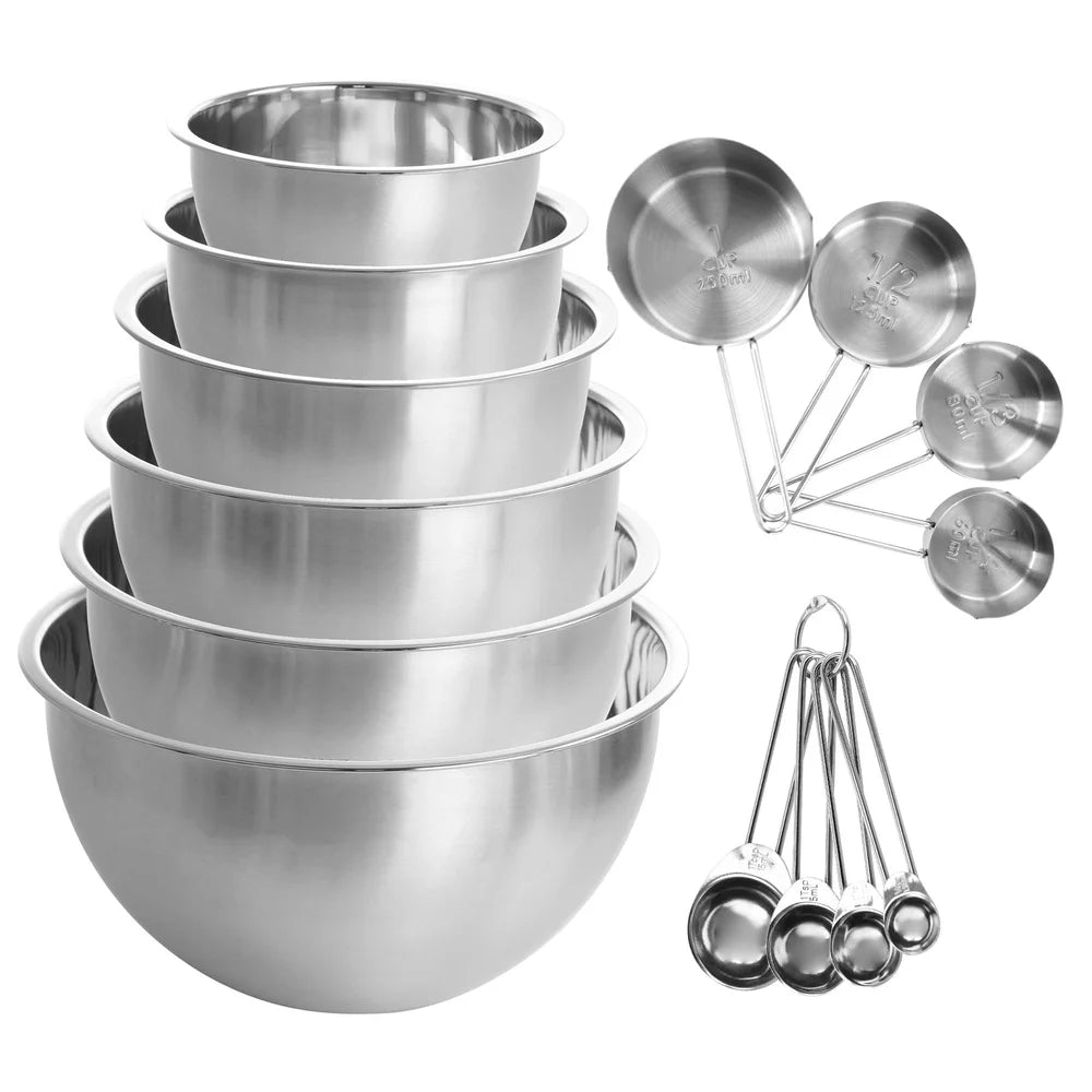 Stainless Steel Measuring Cups And Spoons Set With Bowls
