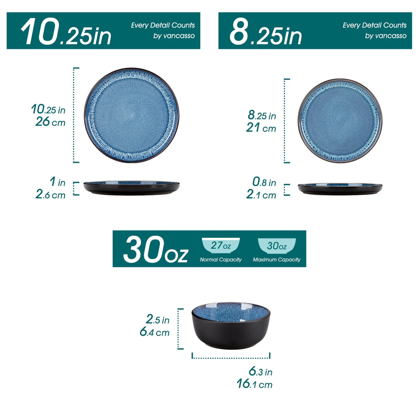 Vancasso 18 Piece Dinnerware Set Stoneware Microwave Safe