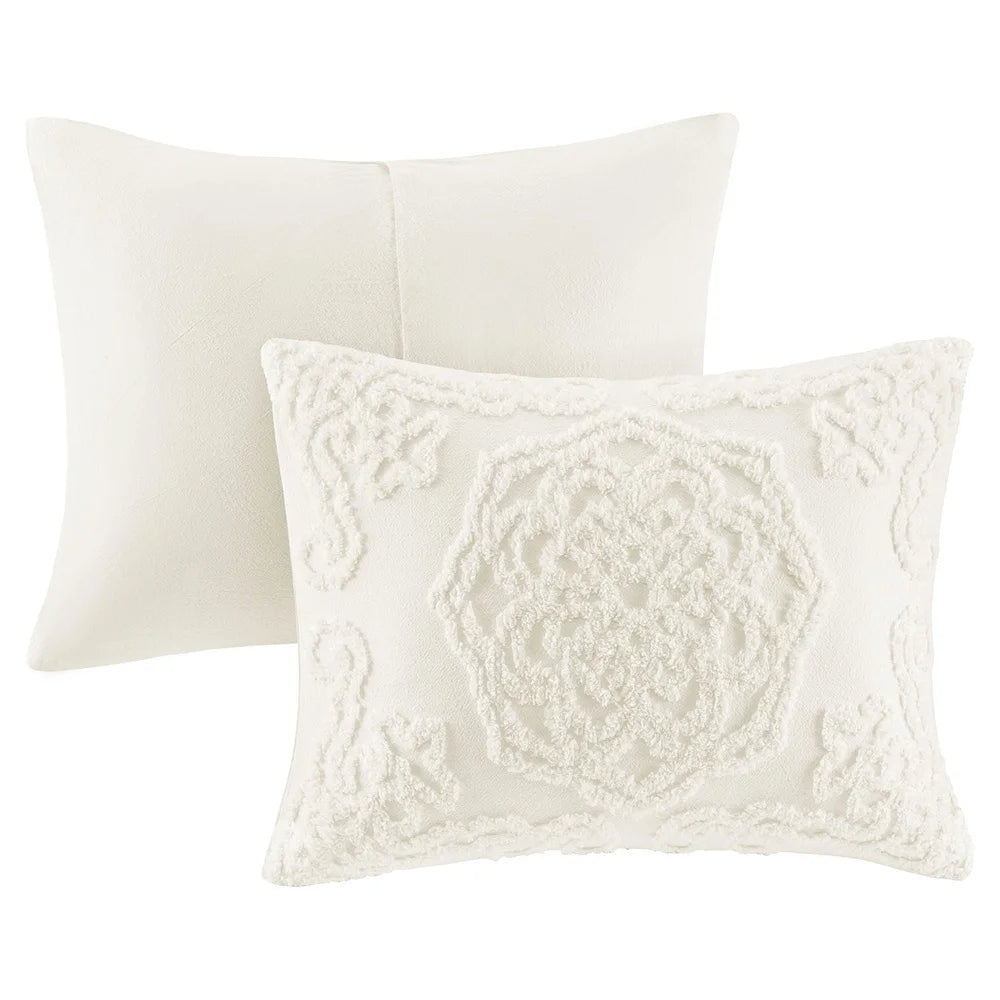 3 Piece Cotton Duvet Cover Set Full Queen Tufted Chenille