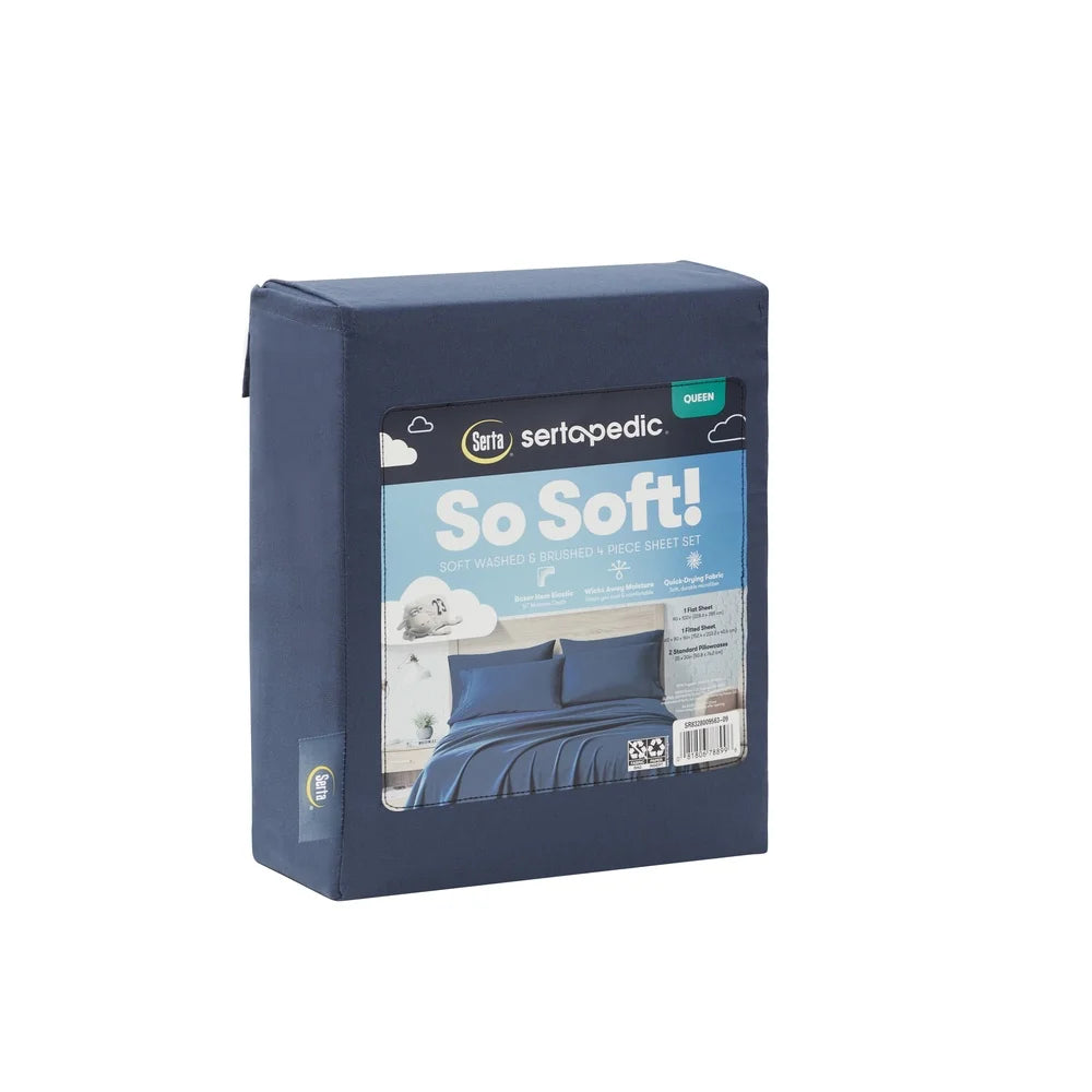 Soft Queen Sheet Set 4 Piece Deep Pocket Polyester