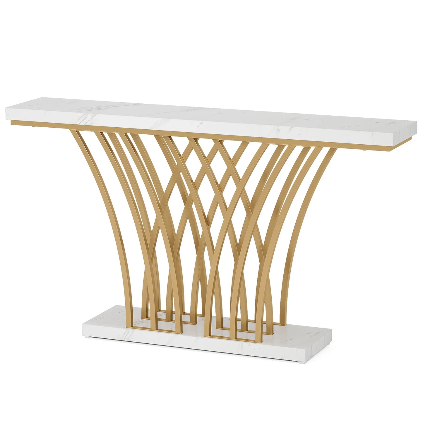 Tribesigns 59 Inch Gold Console Table Grid Base For Entryway