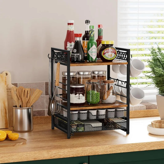 Coffee Bar Organizer Countertop Shelf 4 Tier Mug Holder