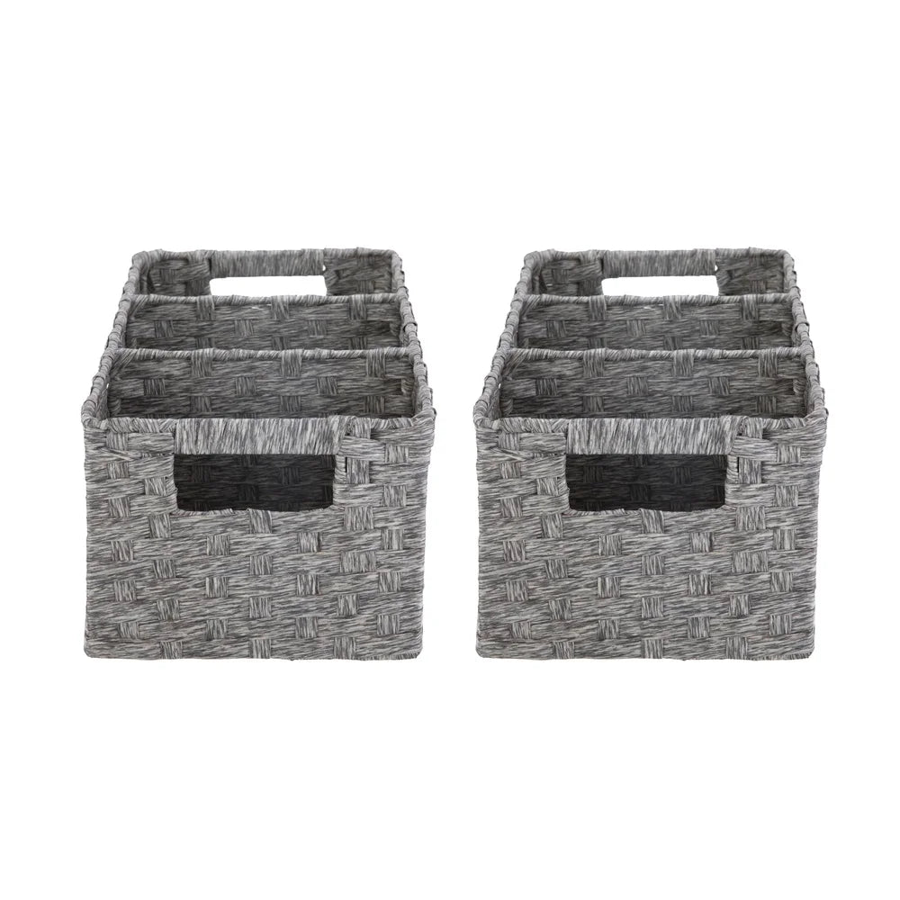 Three Compartment Paper Rope Storage Baskets Set Of Two