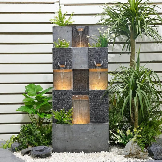 Modern Illuminated Garden Fountain for Elegant Outdoor Decor