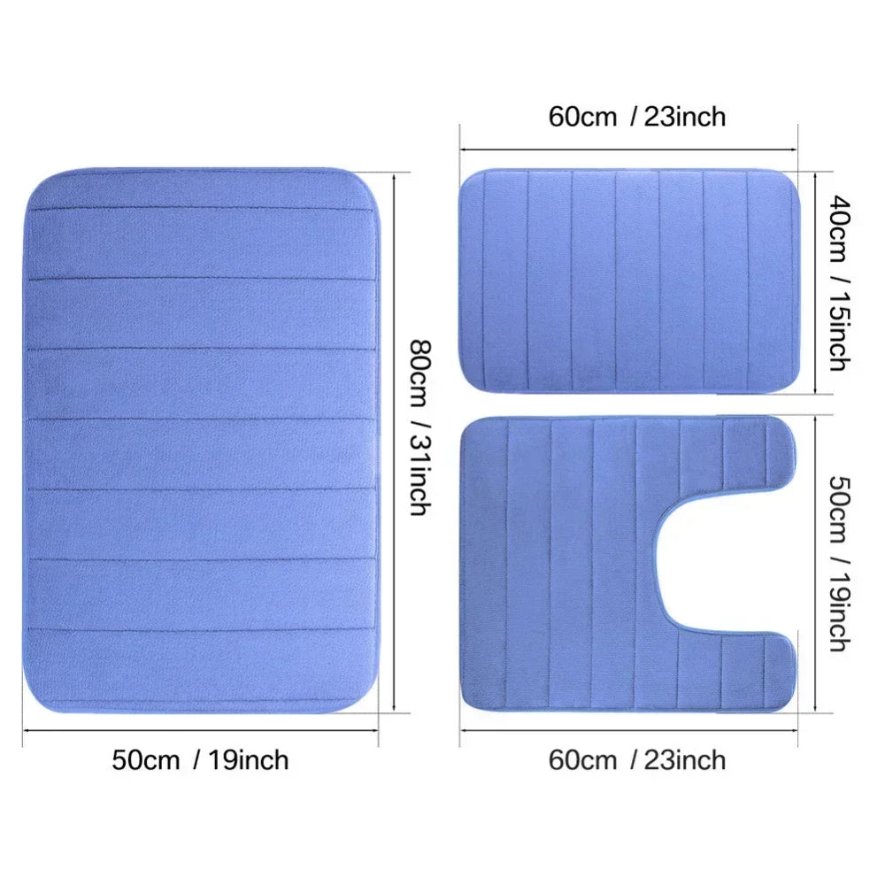 Black Memory Foam Bath Mat Soft Non-Slip Comfort