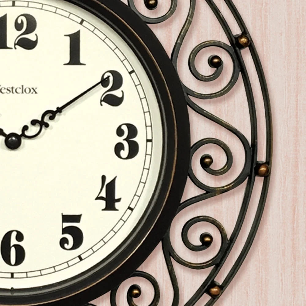 Wrought Iron Decorative Wall Clock with Large Numbers