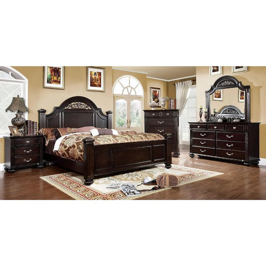 Syracuse 6-Piece Solid Wood Bedroom Set with Mirrored Dresser