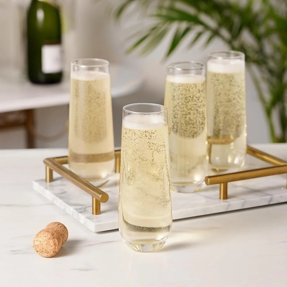 Stemless Champagne Flutes For Wine Prosecco Cocktail Gift
