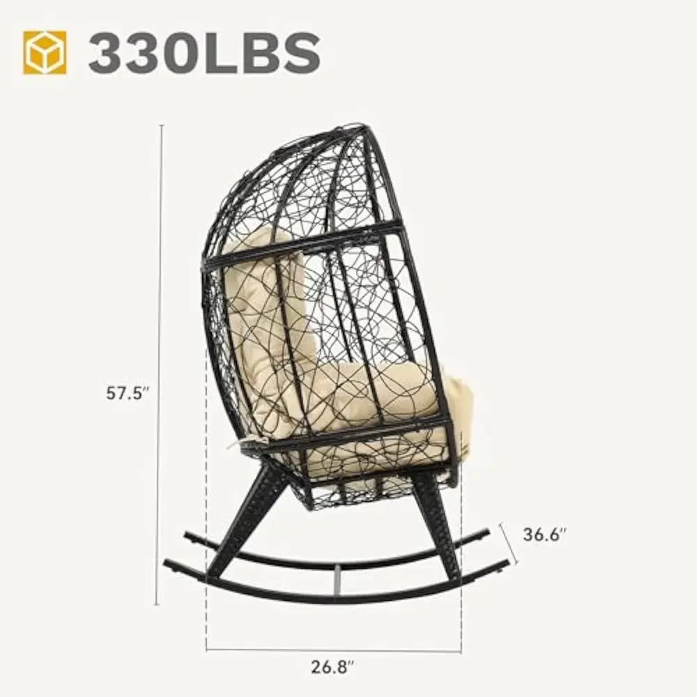 Wicker Rocking Egg Chair Rattan Lounger Patio Garden Indoor