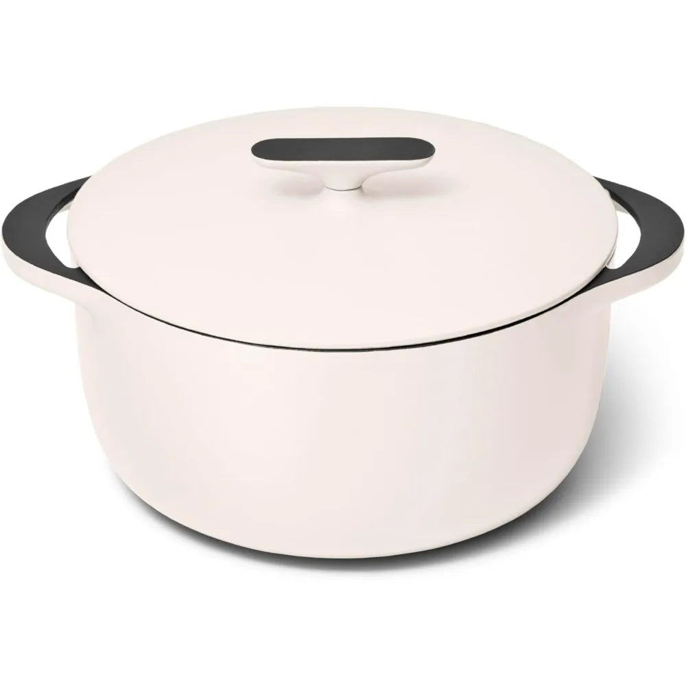 Cream Enameled Dutch Oven 6.5 Qt Cast Iron With Lid