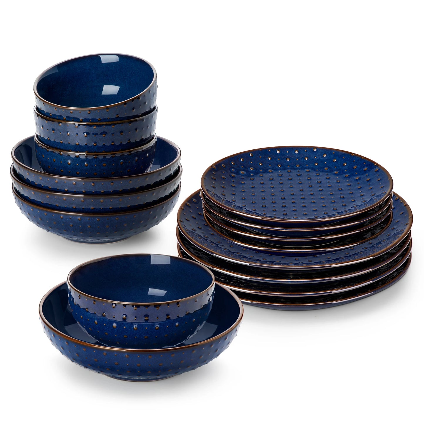 Malacasa Lydia Blue Stoneware Dinner Set for Elegant Dining