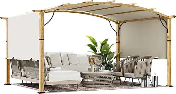 Outdoor Retractable Aluminum Pergola With Canopy Arched Roof