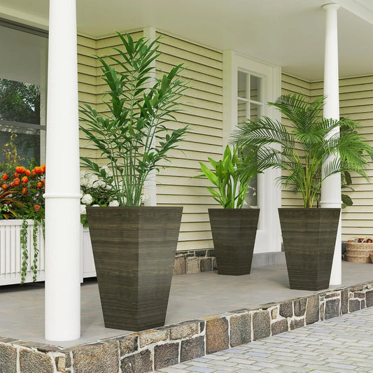 Tall Outdoor Planter Set of 3 with Drainage Holes