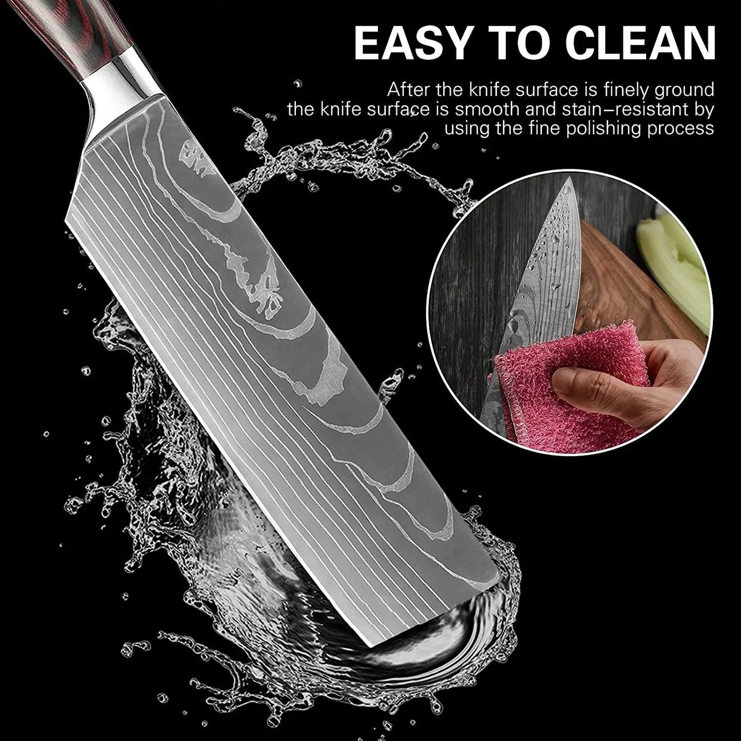 Ruiguan Damascus Chef Knife Set Santoku Kitchen Knives