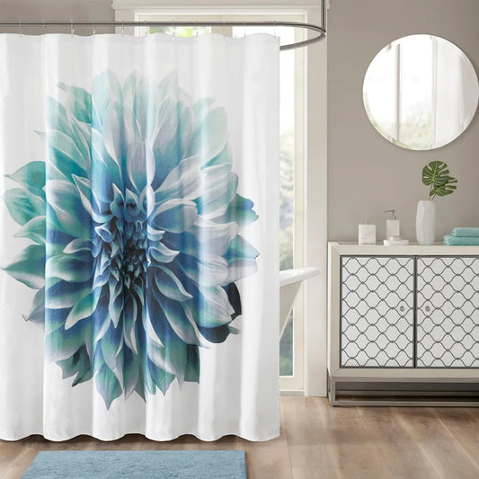 Floral Printed Cotton Shower Curtain for Elegant Bathrooms