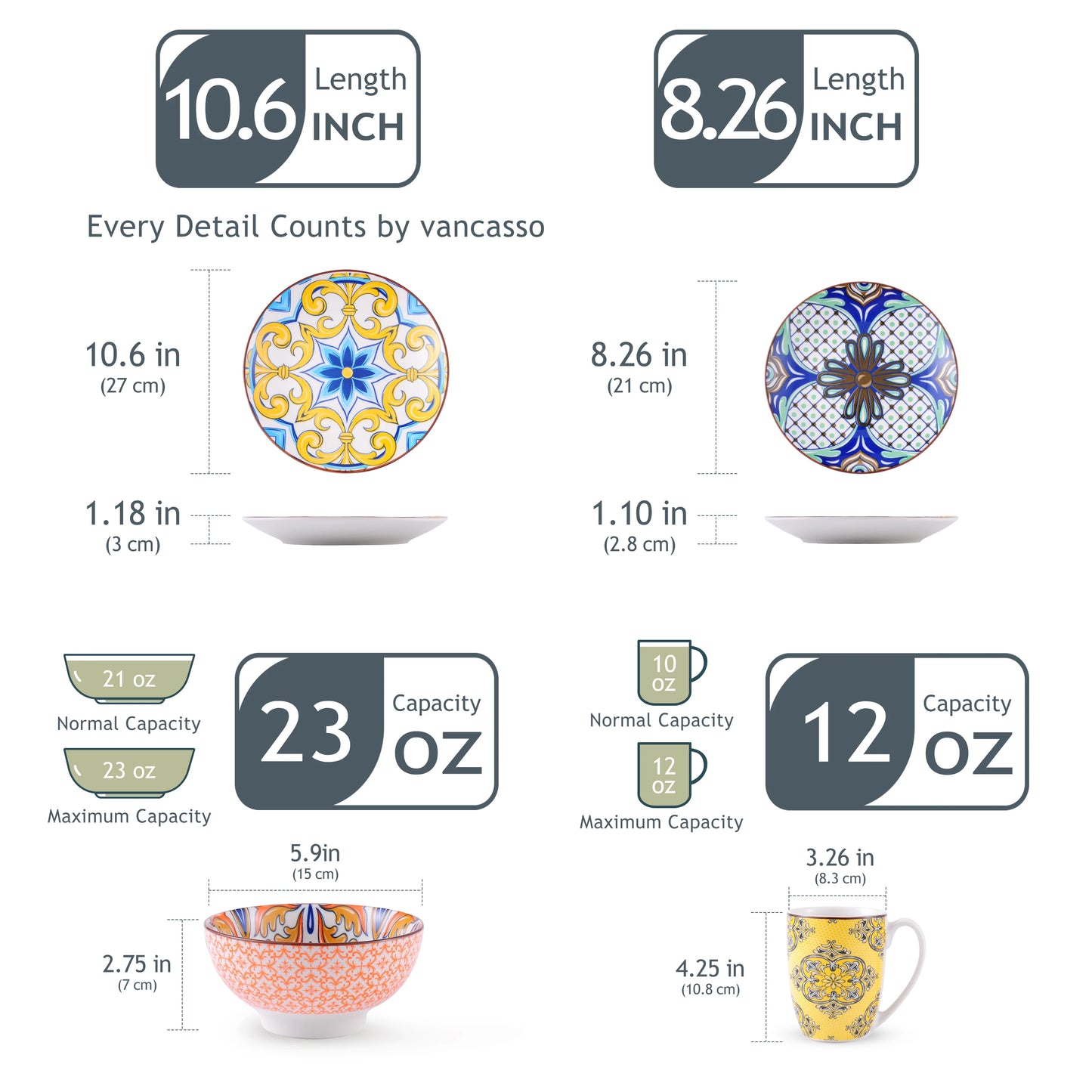 Vancasso Jasmin Pattern Dinnerware Set with Vibrant Colors
