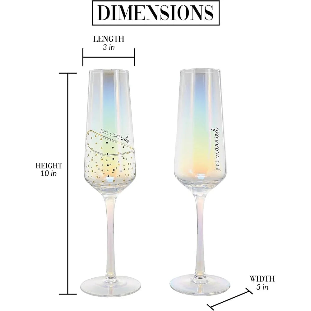 Iridescent Glass Champagne Flute Set 8oz Pack of 2 Gift