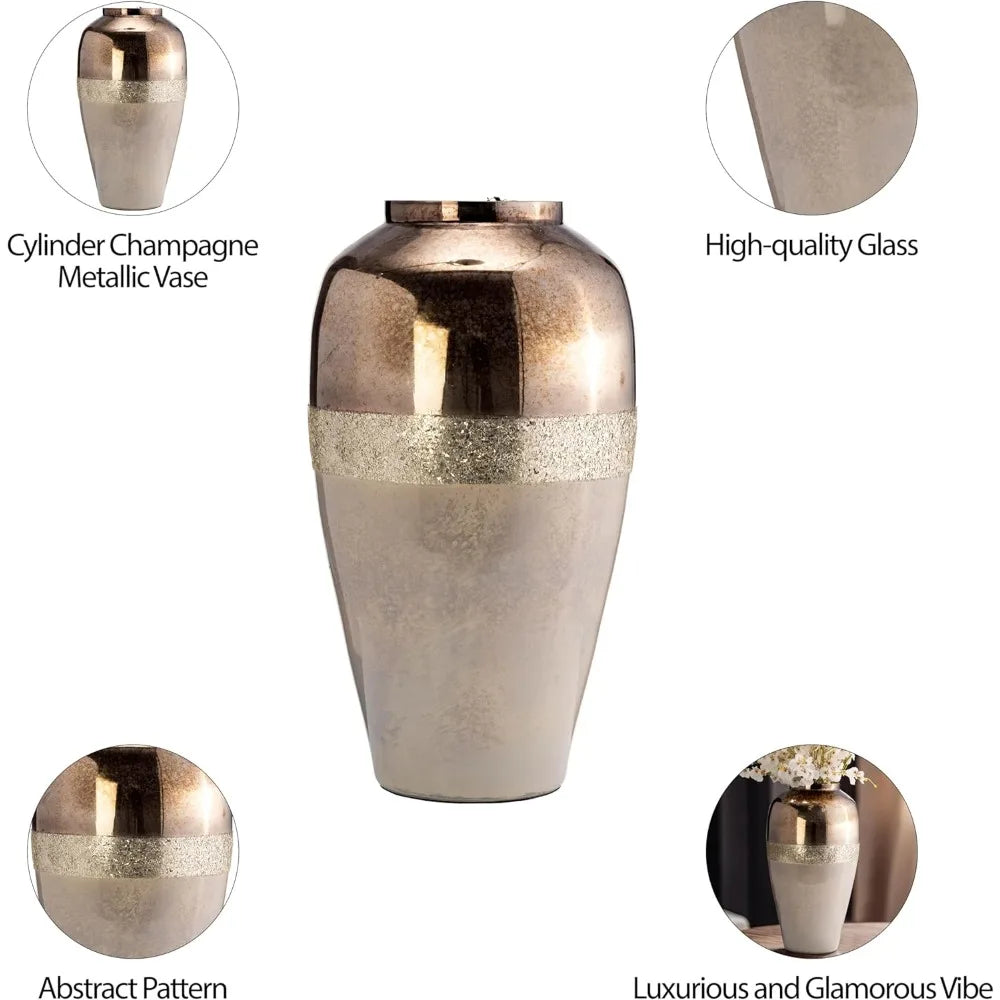Luxury Glass Vase Metallic Gold Centerpiece For Home Decor