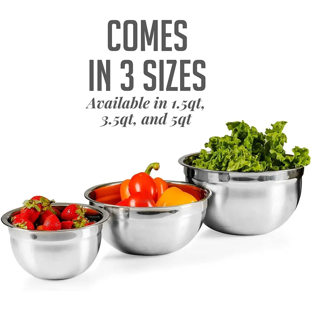 Stainless Steel Mixing Bowls Set With Lids Nesting Stackable