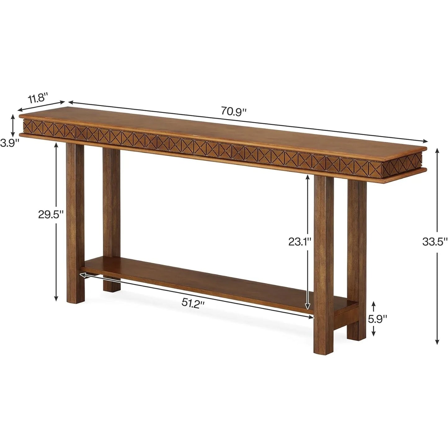 Extra Long Console Table 70.9 Inch 2 Tier Entryway