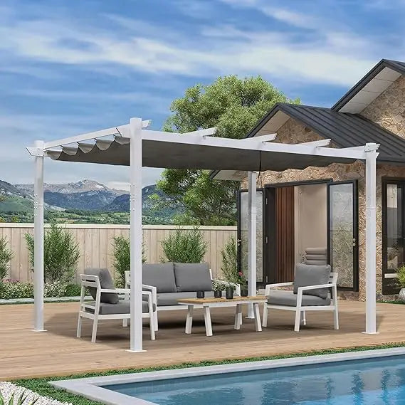 Retractable Pergola Aluminum With Sun Shade Canopy
