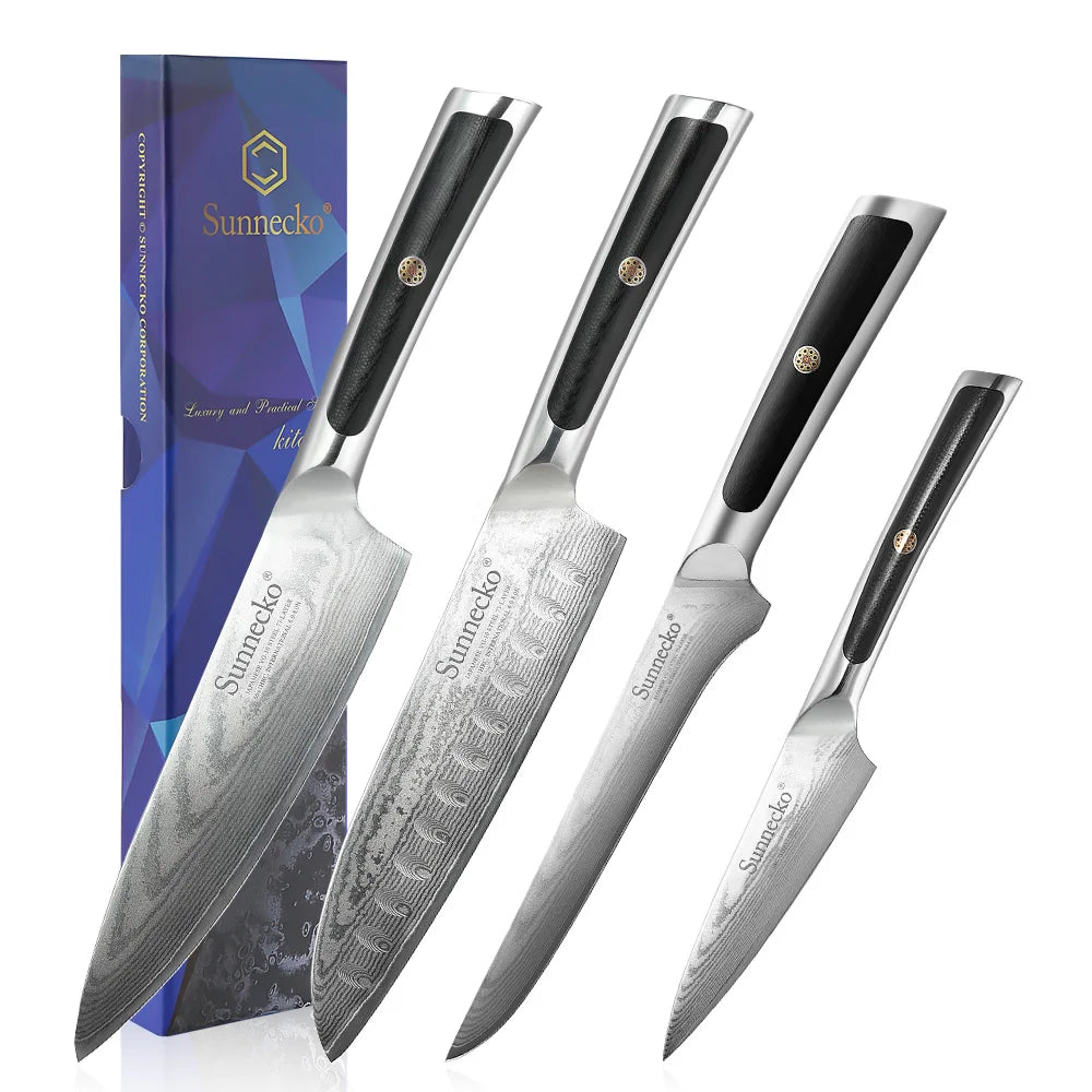 Sunnecko Damascus Chef Knife Set VG10 73 Layer Blades