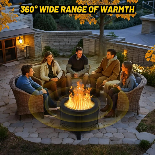 HiMISS Smokeless Firepit Outdoor Low Smoke Folding Feet