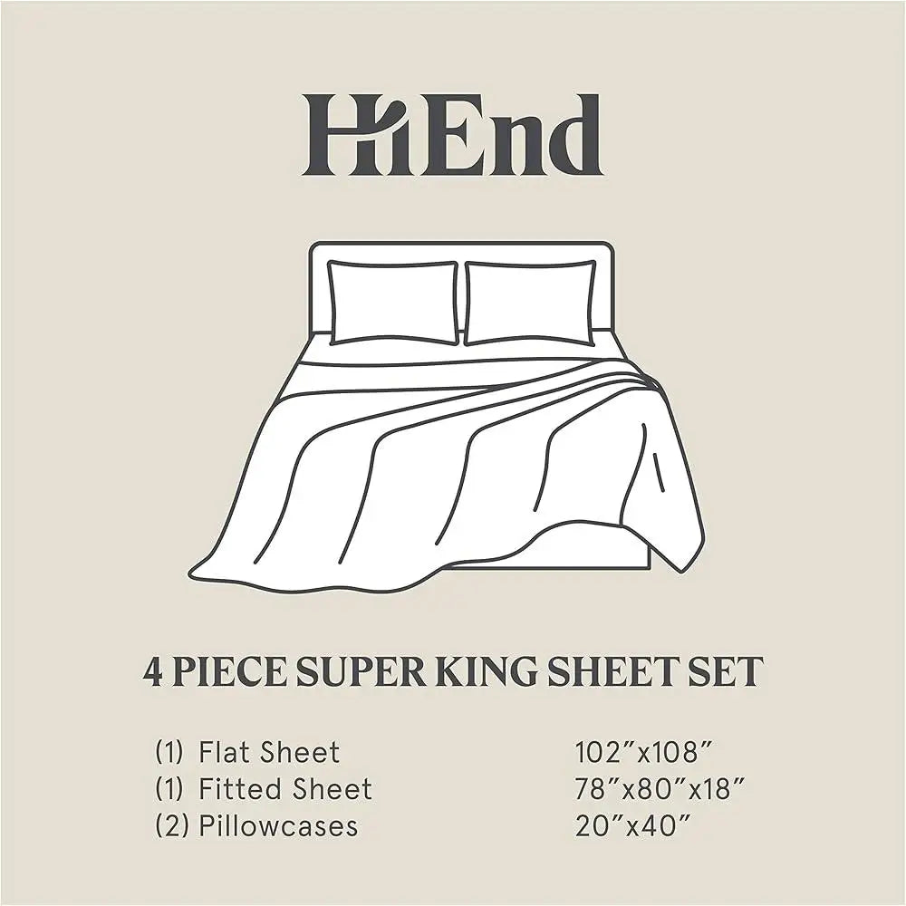 4 Piece Super King Cotton Sheet Set 350 TC Gold Border Soft
