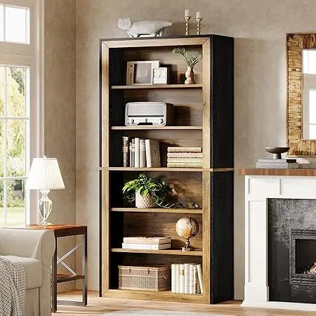 Tall 74.4 Inches 7 Tier Wood Open Display Floor TV Stand