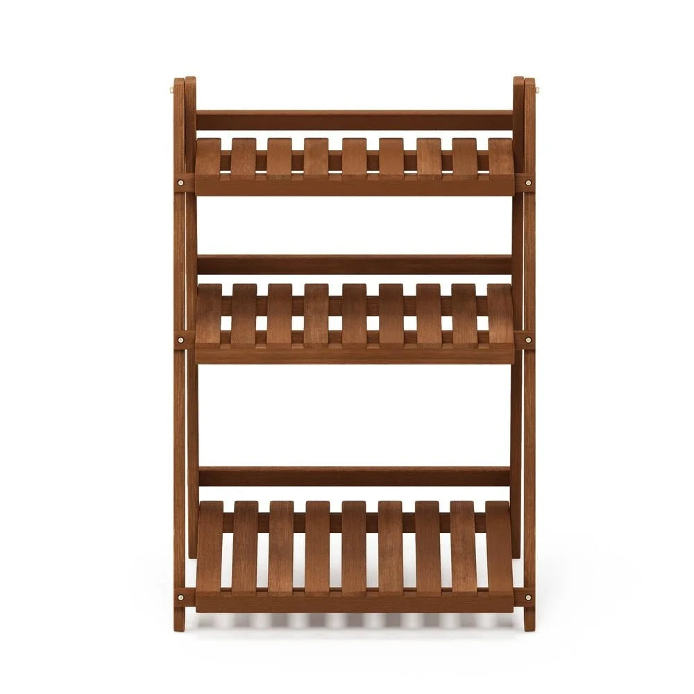 3 Tier Outdoor Flower Rack Meranti Wood Teak Oil Treated