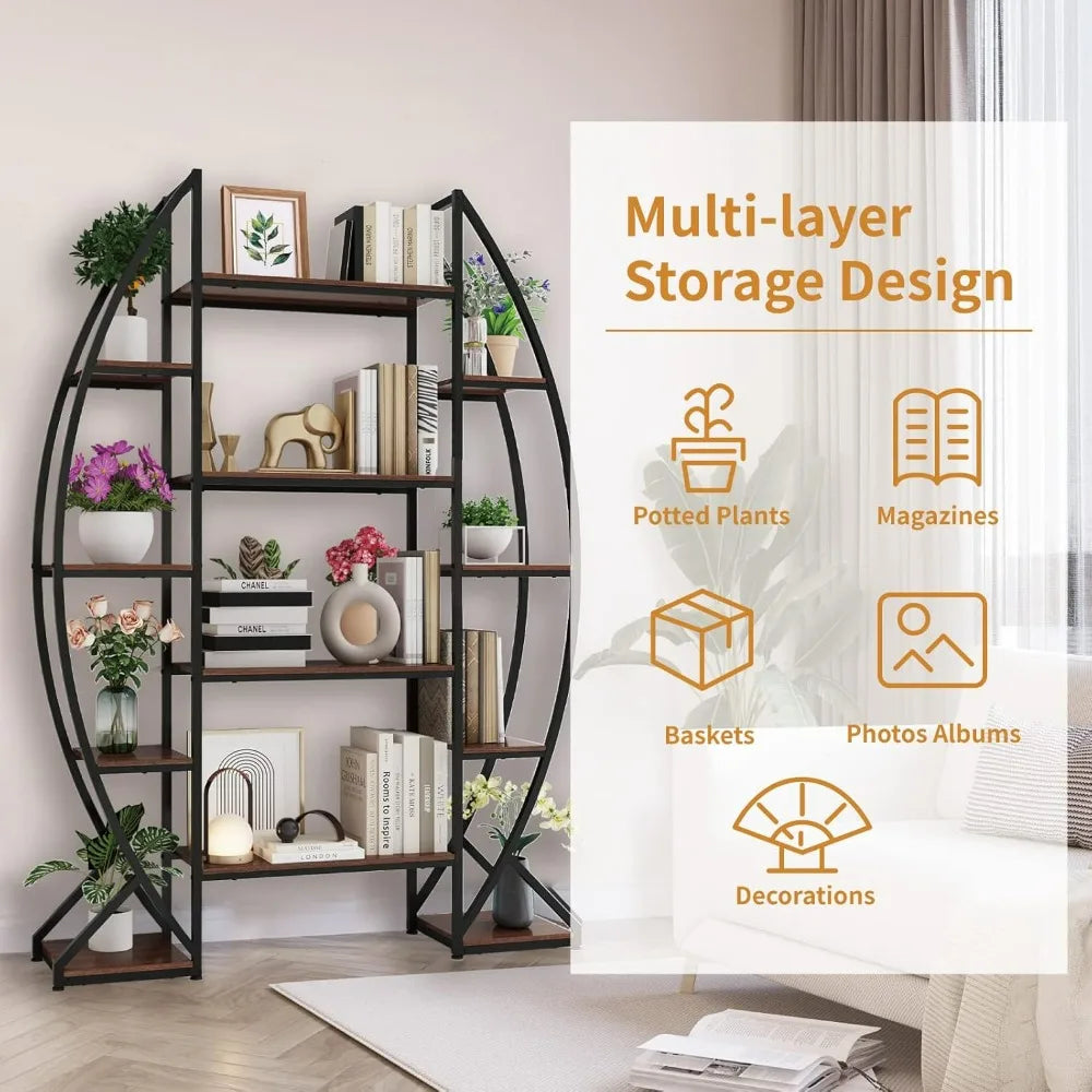 70 Inch Tall 5 Tier Indoor Industrial Half Moon Plant Stand