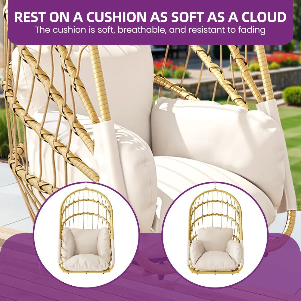 Hanging Rattan Wicker Egg Chair Swing For Indoor Outdoor