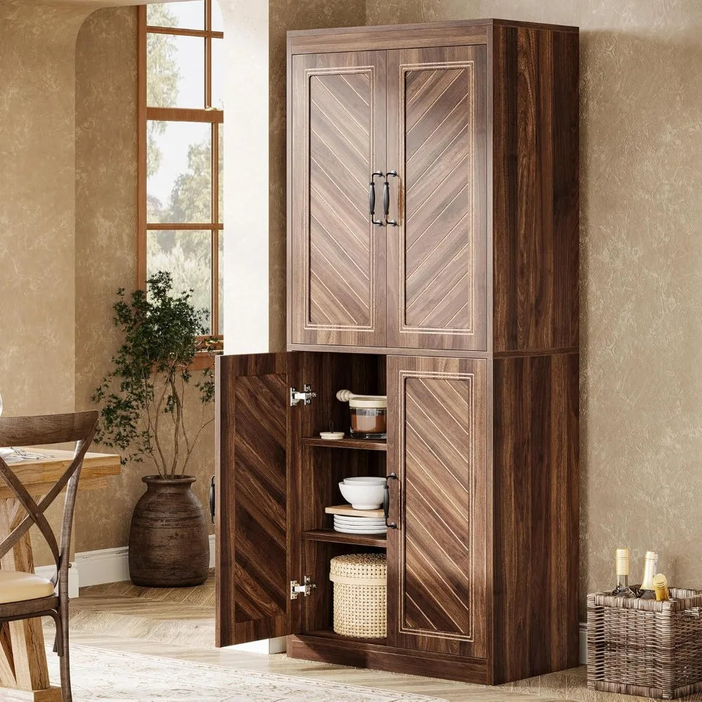 69 Tall Farmhouse Pantry Cabinet With 4 Adjustable Shelves