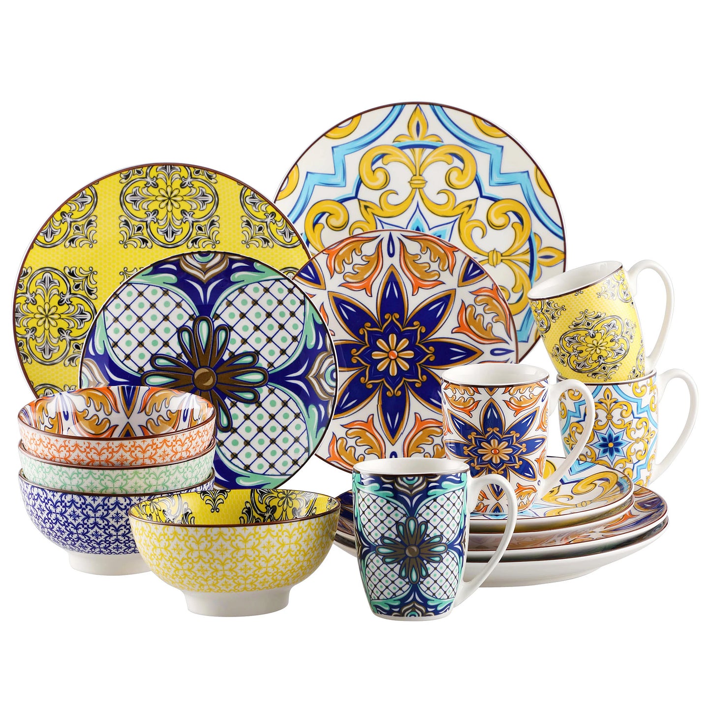 Vancasso Jasmin Pattern Dinnerware Set with Vibrant Colors