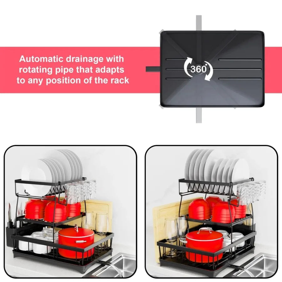 3 Tier Dish Drying Rack Over Sink Stainless Steel Drainage
