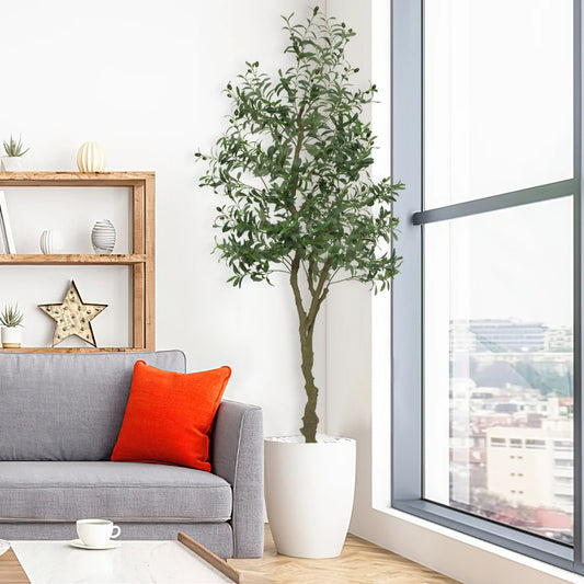 HiMISSCN Artificial Olive Tree Indoor Outdoor Potted Plant