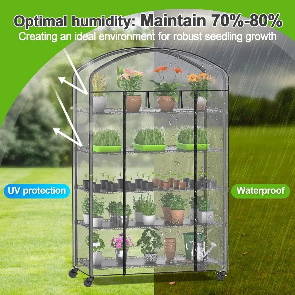 Cover 5 Tier Adjustable Metal Plant Shelving With PVC Cover