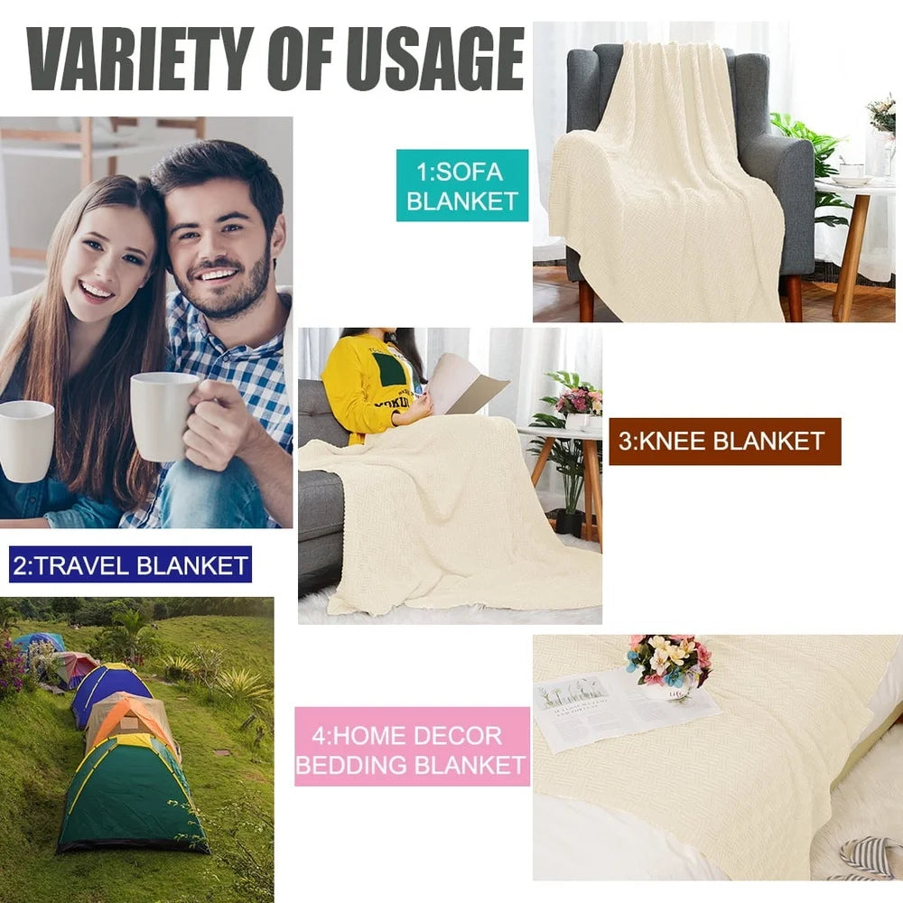 Soft Cotton Knitted Decorative Throw Blanket 50x60 Couch