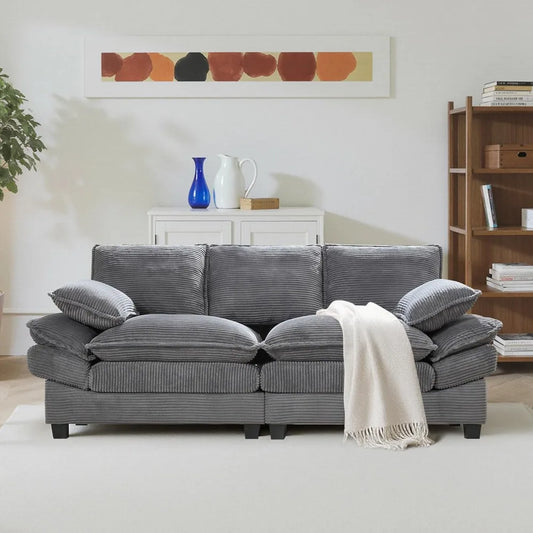 83 Inch Cloud Loveseat Sofa Modern Corduroy Pillows