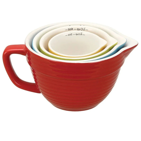 Bowl Shaped Measuring Cups Set Of 4 Stoneware Stackable