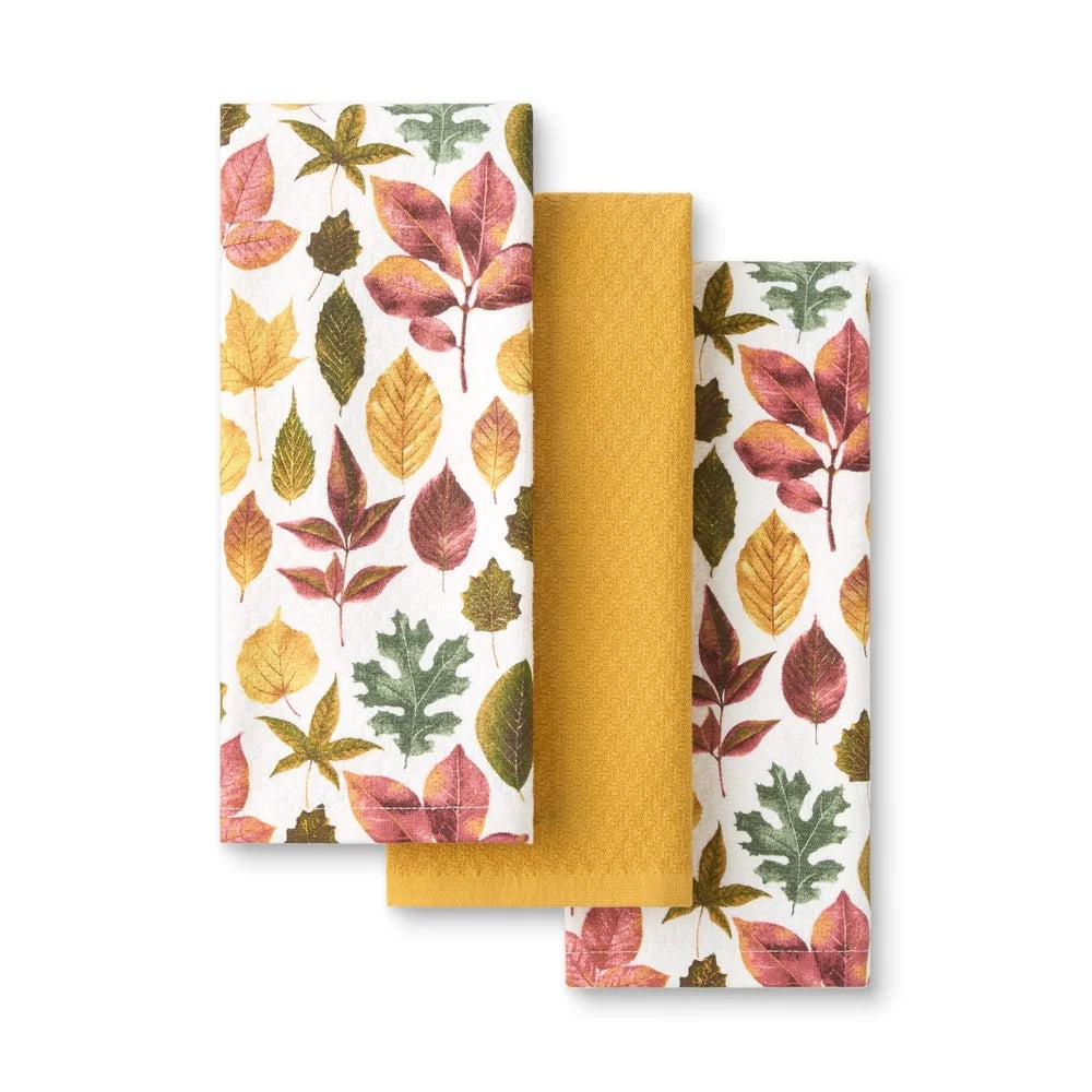 Autumn Harvest Kitchen Towel Set 3 Pack 100 Cotton Towels