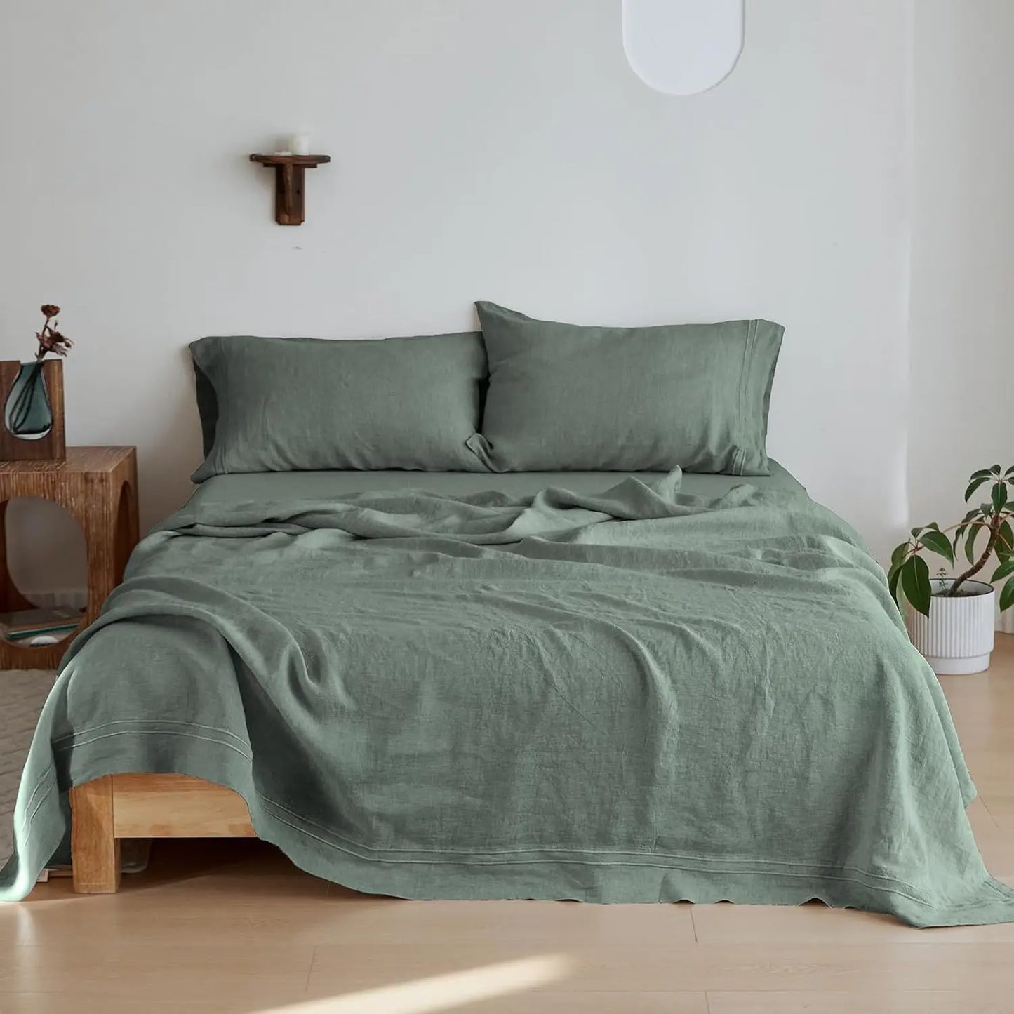 Simple Opulence 100 Percent Linen Sheet Set Embroidered