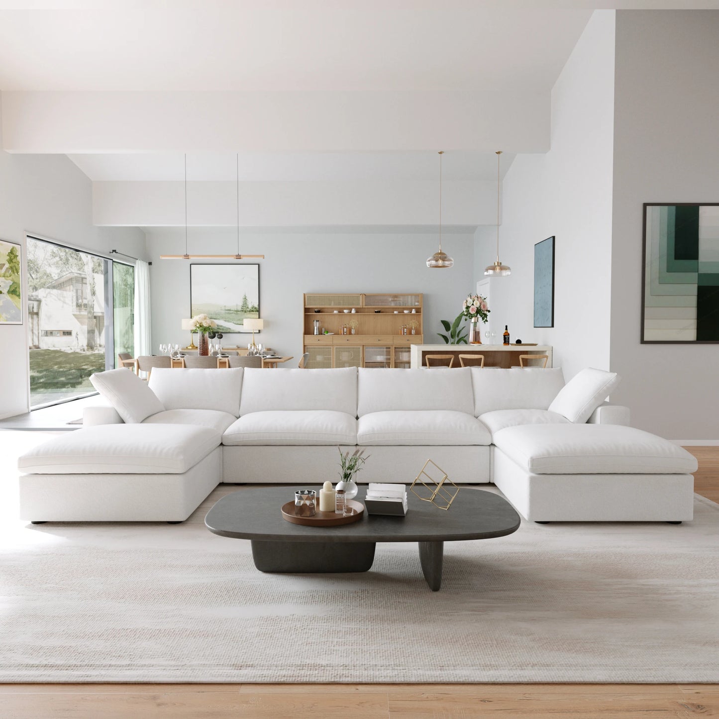 Modular Convertible Cloud Couch U Shaped 6 Seat Sofa