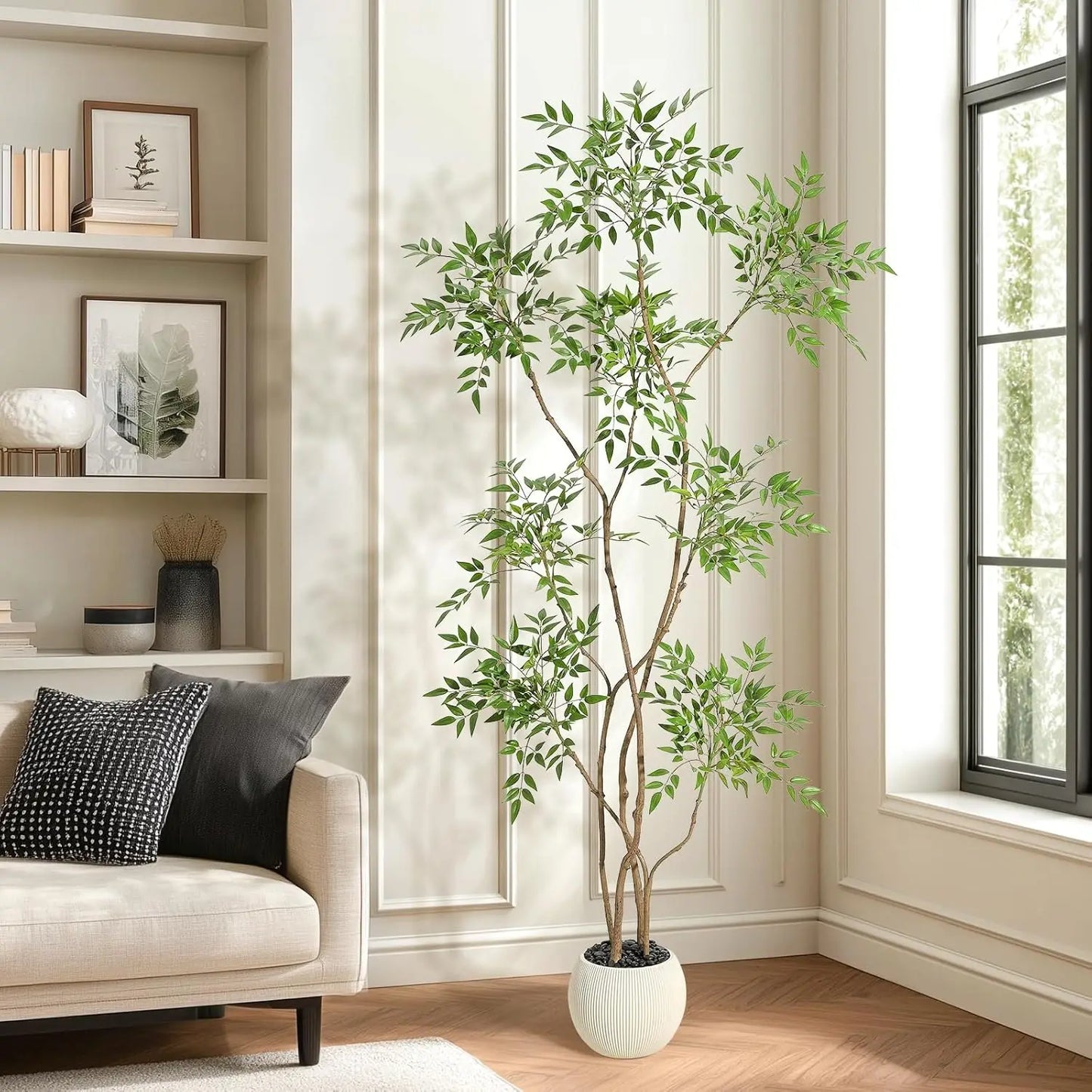 HiMISSCN Nandina Artificial Tree Floor Plant for Home Decor