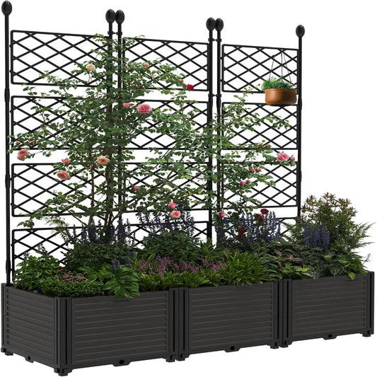 Plastic Plant Box with Metal Trellis for Outdoor Privacy