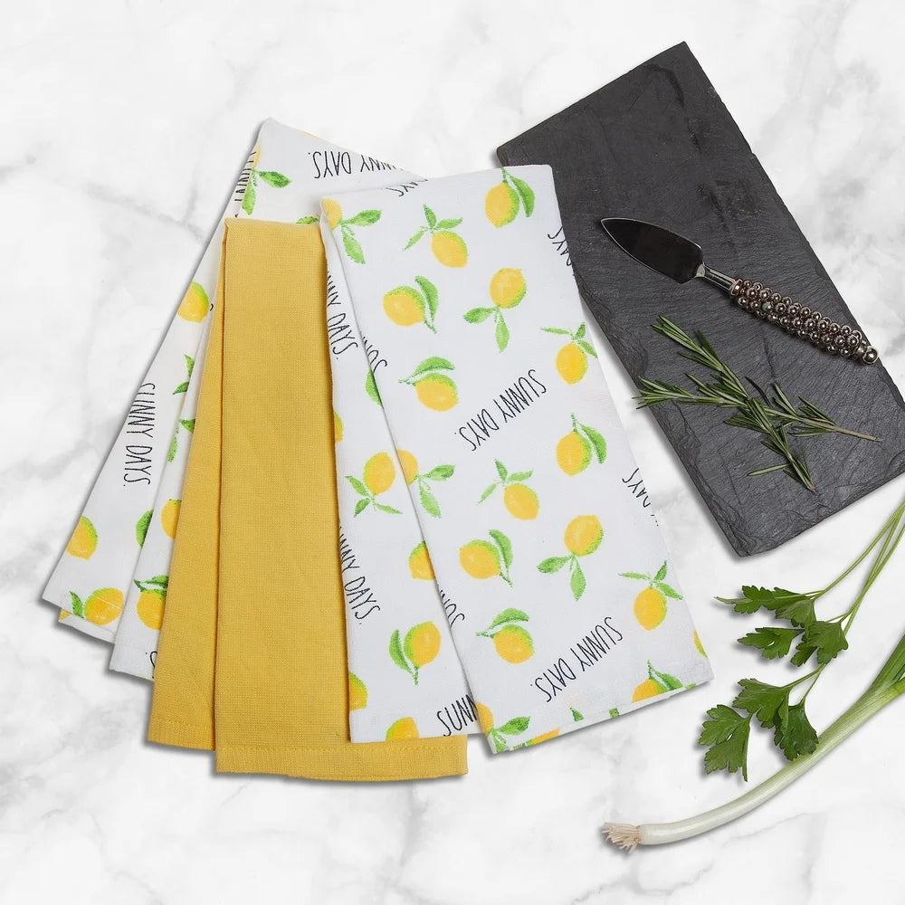 Lemon Kitchen Towels 3 Pack Cotton Dish Towels Spring Decor