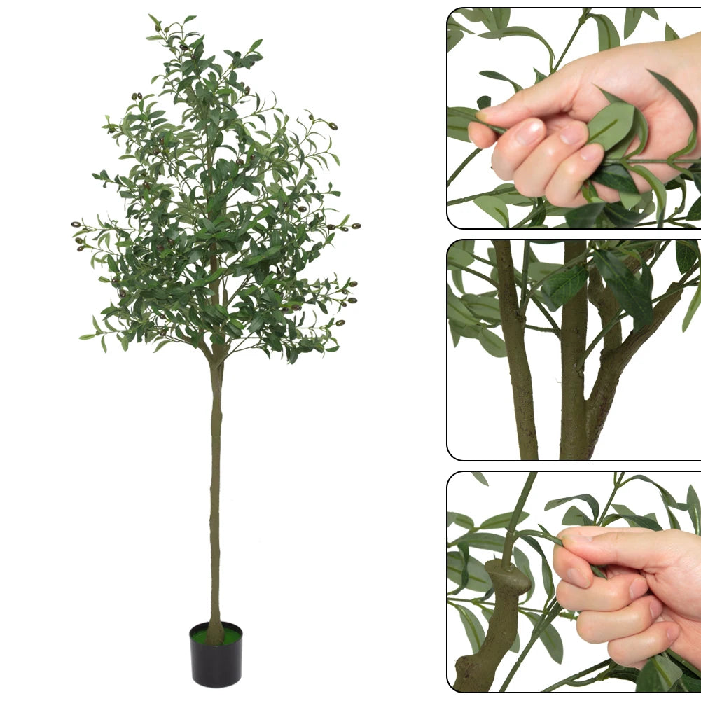 HiMISSCN Artificial Olive Tree Indoor Outdoor Potted Plant