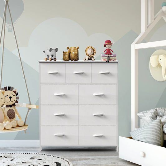 JHK Modern Dresser With 9 Fabric Drawers For Organized Storage