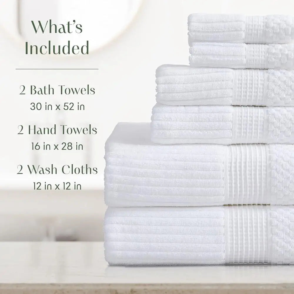 6 Piece Cotton Towel Set Super Soft Quick Dry Bath Towels